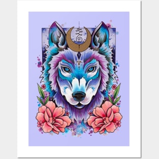 Mystic Wolf Design by Lorna Laine Posters and Art